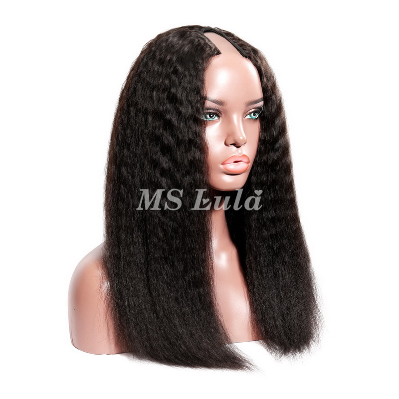 Virgin Human Hair Kinky Straight U Part Wigs - 图片 2